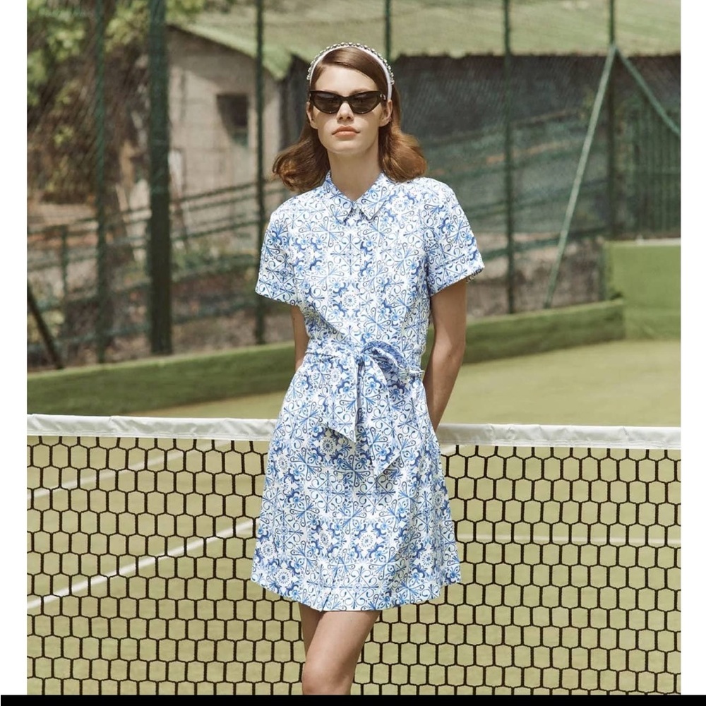 Hill House Home - Laura Shirt Dress - Blue Mosaic - Sz S - NWTags